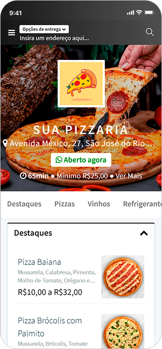 MenuDino Celular Site para Pizzarias.