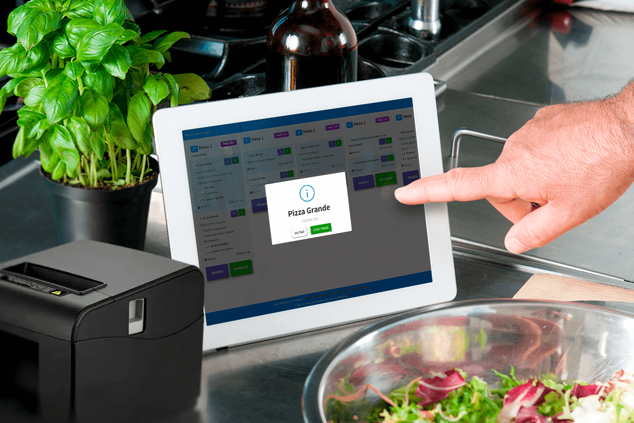 Integração do totem com impressora de cozinha e KDS